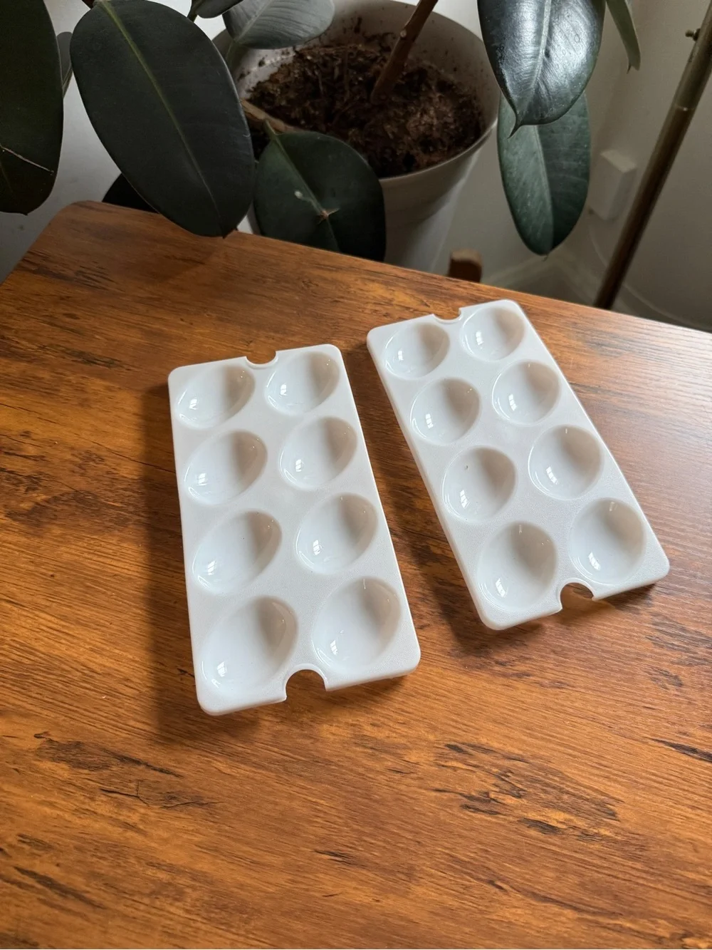 White plastic Paint Palette Trays - Set of 2